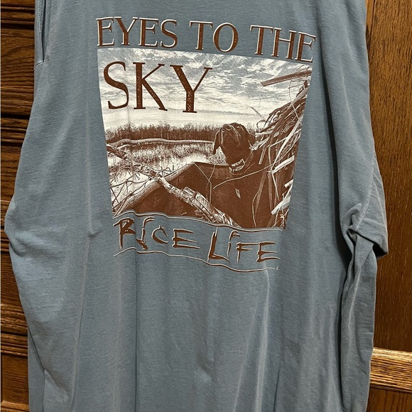 Comfort Colors Rice Life long sleeve bluish color tshirt, 2XLarge, NWOT, - Picture 3 of 5